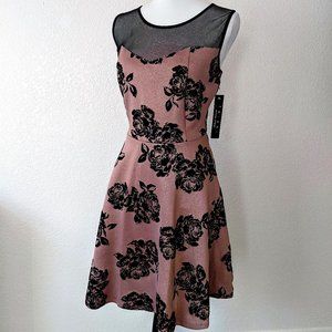 5/$20 Pink and Black Floral Print Dress by Trixxi- Size 1X